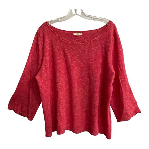 Eileen Fisher Womens XL Linen Blend Lightweight Knit Top Sweater Coral L… - Picture 1 of 8